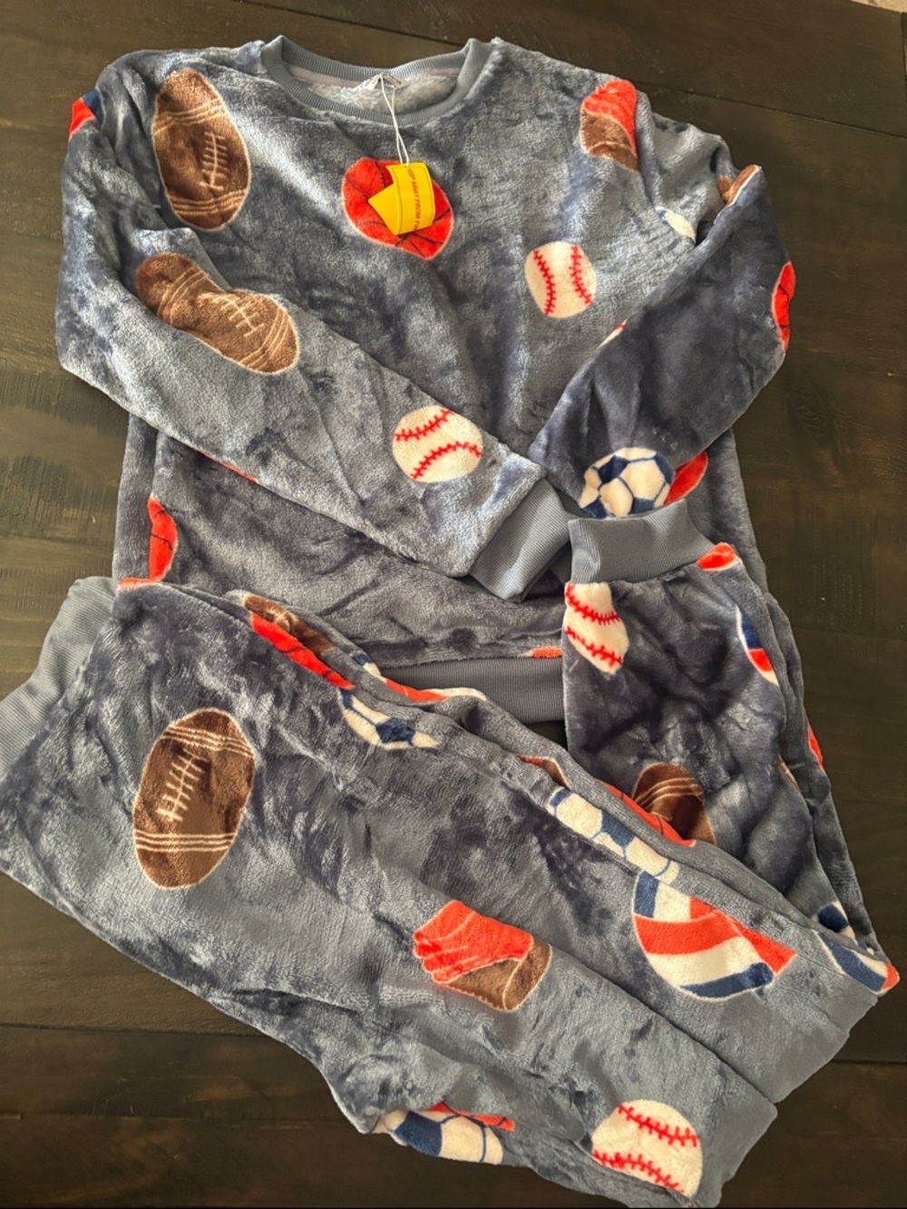 Boys Pajamas Plush Sports Ball  -grey, Red, Brown
